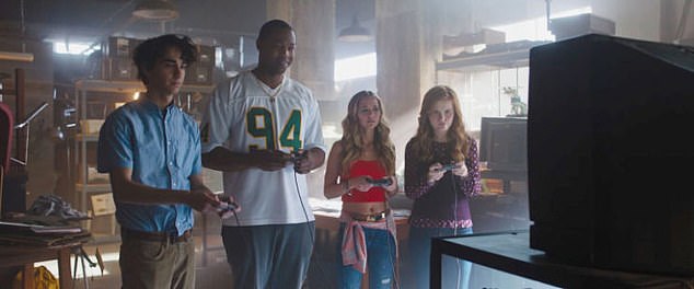 It's unclear if the same 'teenagers' who play video games - (from LR) Alex Wolff, Ser'Darius Blain, Madison Iseman and Morgan Turner - have aged out and will be replaced by new faces.