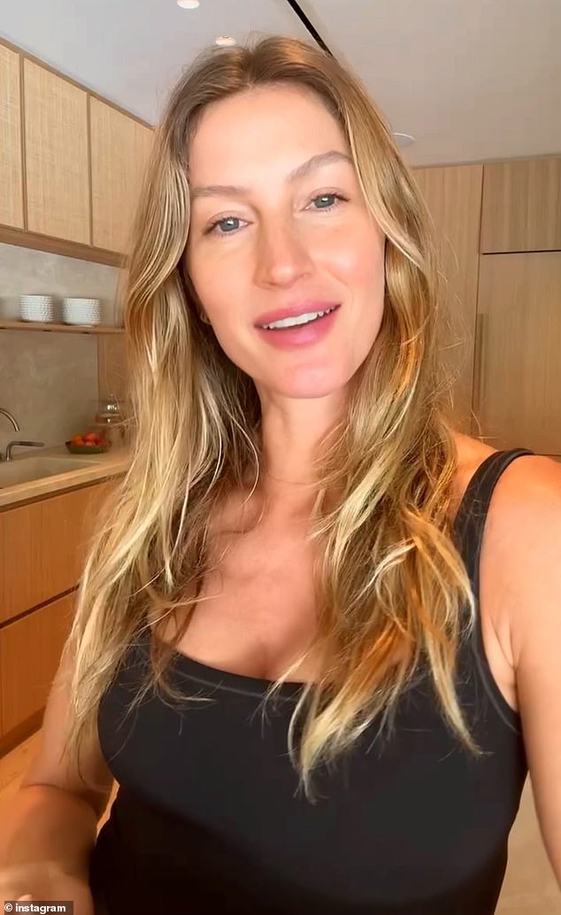 In a sponsored video on Instagram to promote an herbal supplement earlier this month, Gisele made sure the camera cut to just below her chest.