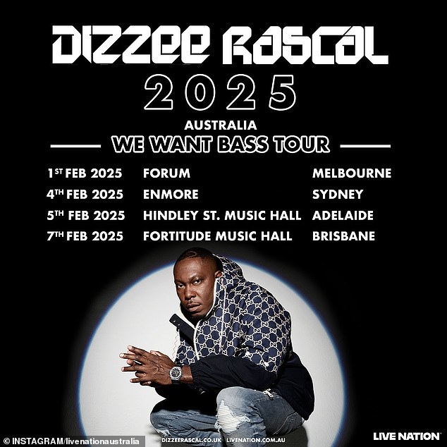 Dizzee took to social media to announce the tour, writing: 