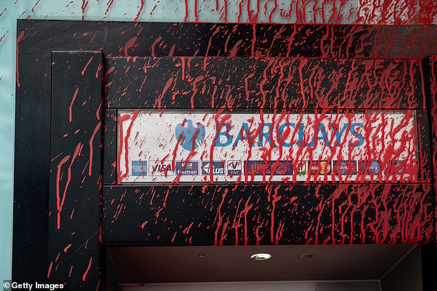 The scene at Barclay's bank in Richmond after Palestinian Action supporters attacked several branches on June 10.