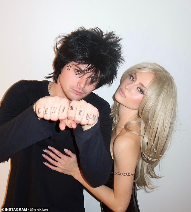 Klum's daughter Leni Klum also dressed up early for Halloween and played blonde bombshell Pamela Anderson, while her boyfriend Aris Rachevsky was musician Tommy Lee. The model, 20, wore a platinum blonde wig over her usual brunette locks and donned a black latex corset for her costume.