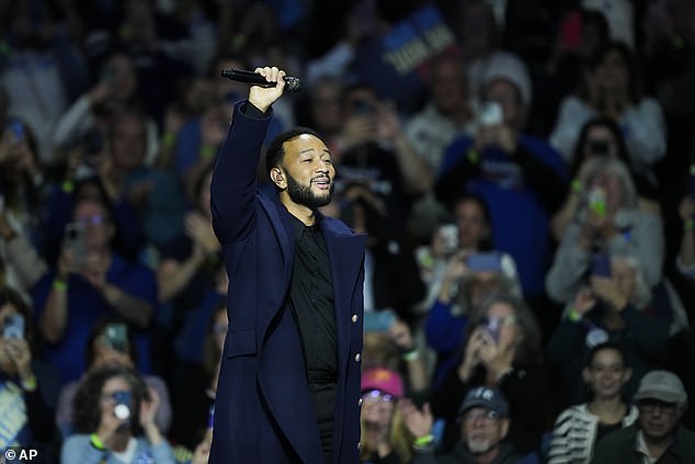 John Legend also performed at the Philadelphia rally.