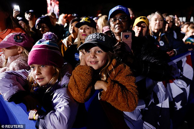 Many of the people who attended Harris' rally were college students, but there were also some young families in the crowd, as well as local seniors.