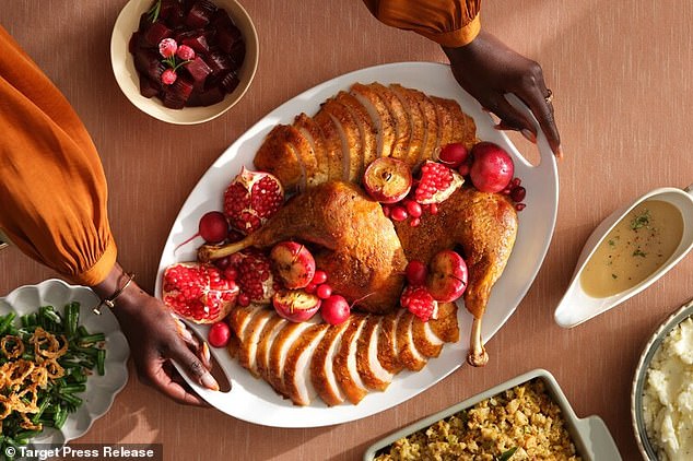 Target's meal includes all the traditional Thanksgiving side dishes, including turkey, russet potatoes, green beans, and stuffing mix.