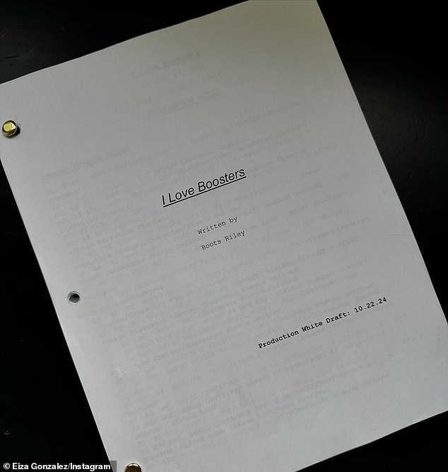 Hours earlier, Eiza posted a snapshot on Instagram of her script for I Love Boosters, a Neon film about 'thieves targeting a ruthless fashion expert.'