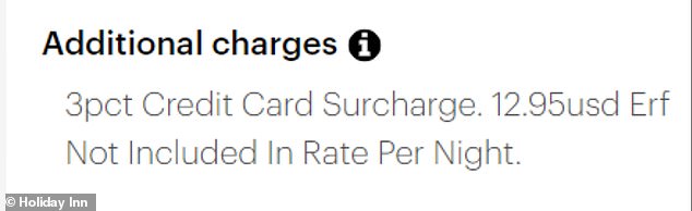 Pictured: The fee charged to everyone trying to book a room at the Elko Holiday Inn.