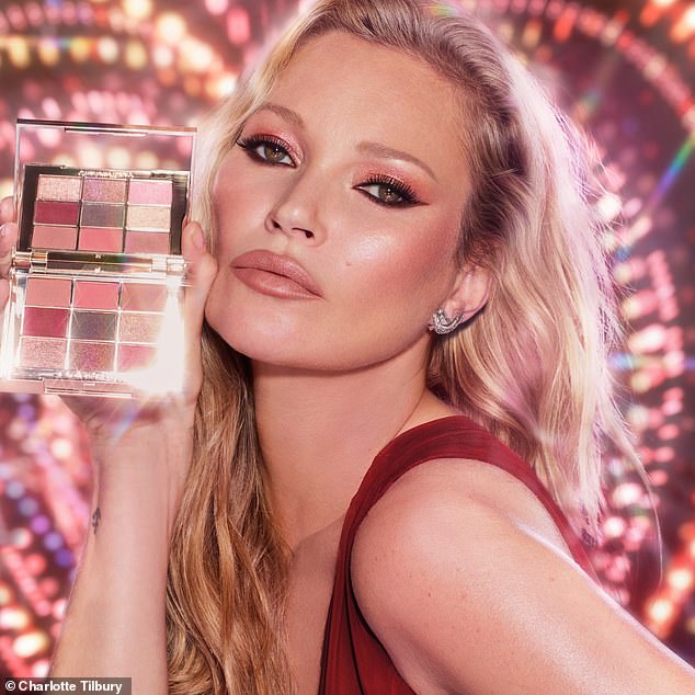 Kate Moss has long been one of the faces of Charlotte Tilbury and she looked sensational as she posed with one of the makeup mogul's eyeshadow palettes.