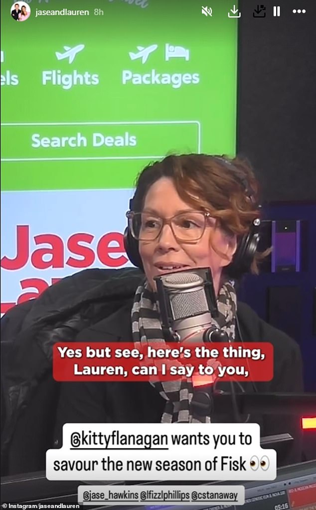 Kitty then responded with her trademark sarcasm: 'Yeah, but look, here's the thing, Lauren. Can I tell you that it took me nine months to do it? Screw you if you want to see it in three hours. I want you to at least take six weeks and have to look forward to it and enjoy it.' Pictured: Kitty Flanagan