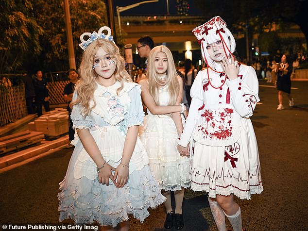 In 2014, Beijing police said people who wore Halloween-themed costumes on the city's subway system could face arrest. Pictured: Shanghai Halloween Parade, 2023