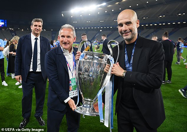 Manchester City want their next coach to align with the playing style of Guardiola and Txiki Begiristain, left