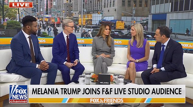 Melania joined the Fox & Friends couch with a live studio audience asking the former first lady questions exactly one week before Election Day 2024.