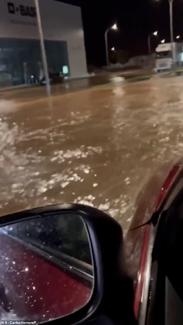 The hail was accompanied by heavy rain that left the city flooded