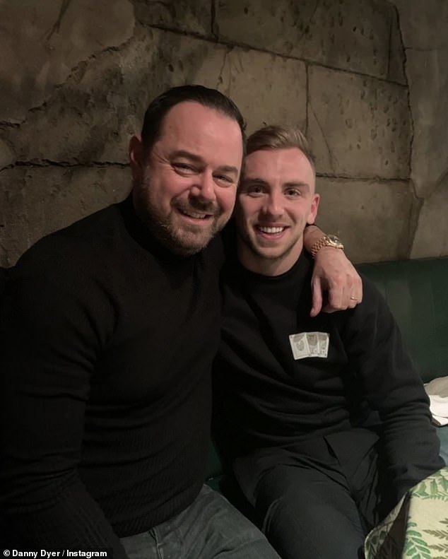 Danny, 47, is a loyal supporter of West Ham United, of which Jarrod is captain, and has not been shy about showing his approval of his future son-in-law (pictured with Jarrod).