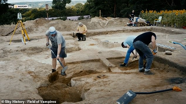 Workers seen on site in a field that has not been built for generations. Young people are warned to stay away