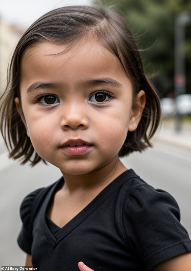 Her daughter in AI Baby Generator had stunning big brown eyes and short, straight brown hair.