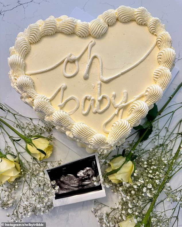 They posted a photo of a yellow cake with 'oh baby' written next to a photo of her ultrasound.