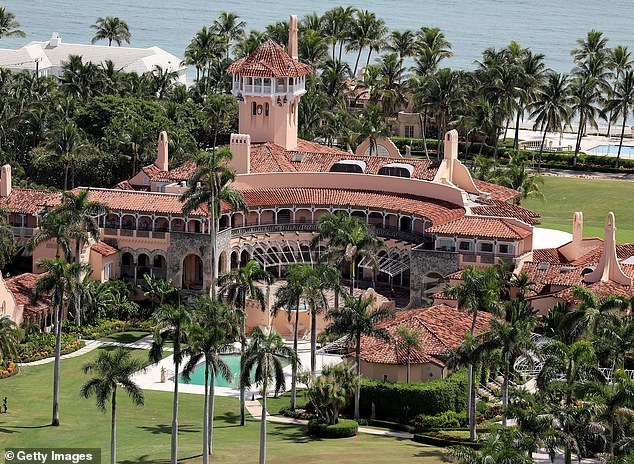 The exterior of Donald Trump's Mar-a-Lago estate photographed in 2022, 37 years after he purchased it