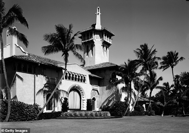 The Mediterranean-style villa was decorated with plants, trees and other greenery outside.