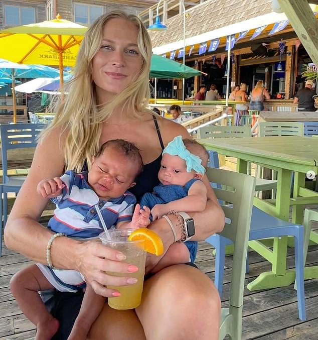 Allen fathered twins Amari and Aria, now 17 months, with longtime friend Danielle Rice (pictured) while on break from Gale in 2022; They were born in June 2023, three months before Allen and Gale's son Cohen.