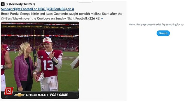 NBC's 'Sunday Night Football' account has since removed the reported edited video.