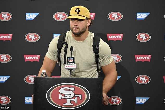 Nick Bosa was reluctant to talk much about his Donald Trump hat on Sunday night.