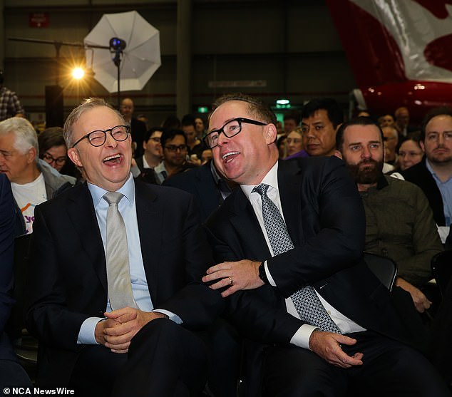 Butler also defended the Prime Minister (left) after his relationship with former Qantas boss Alan Joyce (right) was questioned.