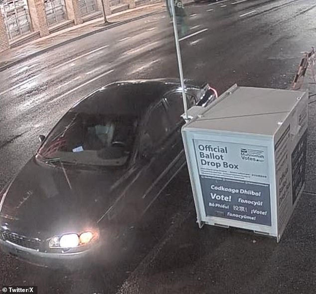 Investigators are searching for a suspicious vehicle, a black Volvo S-60, which was captured on security footage leaving the devices before they exploded at the polls.