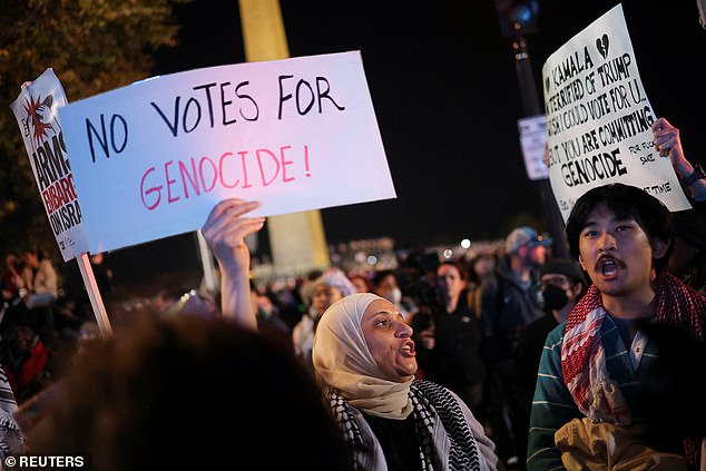 The protesters were outside the event to protest the situation in Gaza.