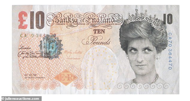 Banksy's £10 note with Princess Diana's face could fetch up to £1,500 under the hammer