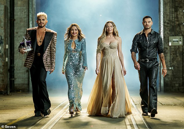 The Australian Idol winner shared the lengthy, shocking announcement on Instagram on Wednesday night in several black and white slides. Pictured with fellow mentors Adam Lambert (left), Kate Miller-Heidke (center left) and LeAnn Rimes (center right)