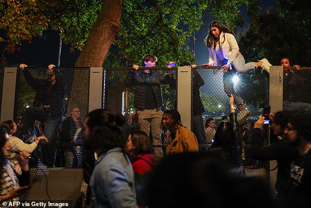 Some Gaza protesters climbed the fence