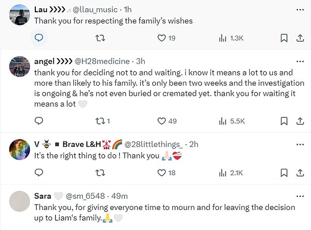 Several fans took to the comments to thank Sam for putting up with the release of the single and respecting his family.