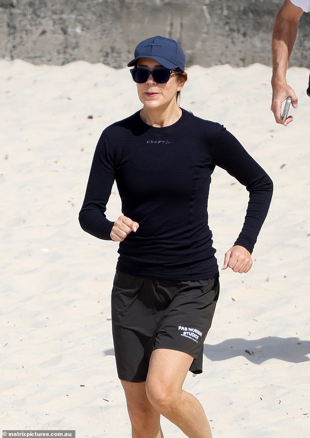 The Queen also enjoyed a sunny jog on the beach