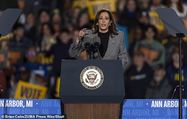 Vice President Kamala Harris is seen here in Ann Arbor, Michigan, on Monday as the race for the White House enters its final days.