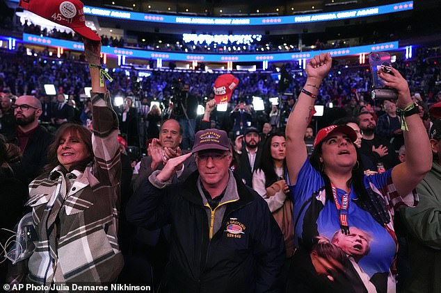 Attendees applaud at a campaign rally for former President Donald Trump, the Republican presidential candidate, at Madison Square Garden, Sunday, Oct. 27, 2024, in New York.