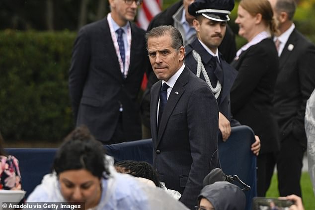 Hunter Biden (seen here at the White House last month) will be sentenced for tax and gun crimes in December. He could face up to 25 years in prison.