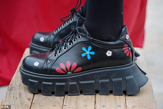 She wore the £27.50 vegan leather Lamoda In Bloom sneakers at the unveiling of a statue of Labor pioneer and former Blackburn MP Barbara Castle.