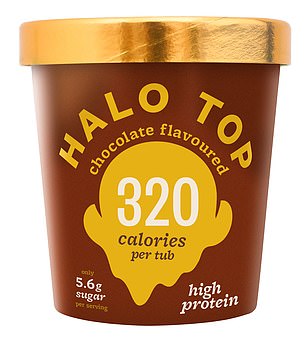 In the photo, Halo Top, a brand of ice cream with fewer calories