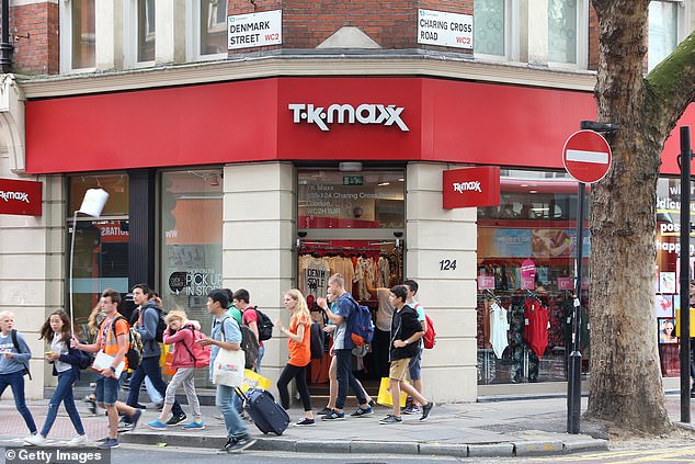 London: People shop at TK Maxx on Charing Cross Road, London.