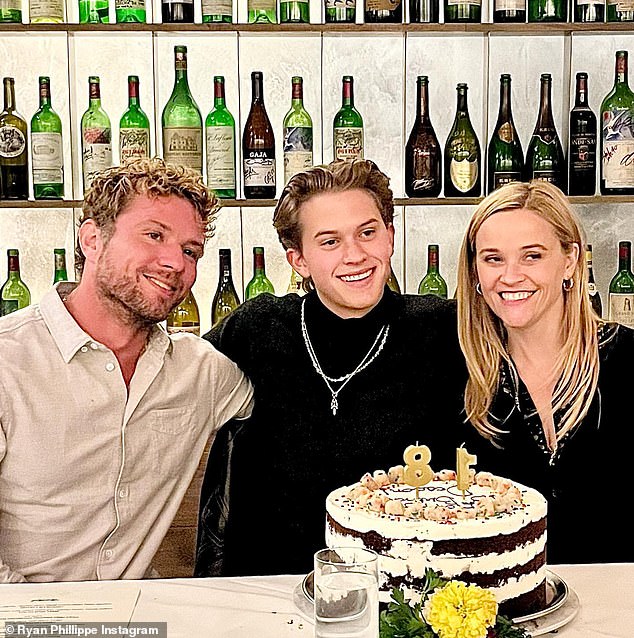 Reese is seen with his ex Ryan and Deacon on his 18th birthday