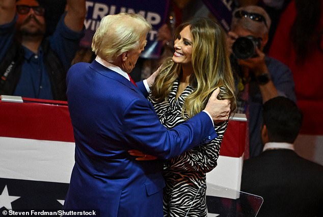 Donald Trump and Melania Trump appear at a political rally for former US President Donald Trump at Madison Square Garden in New York