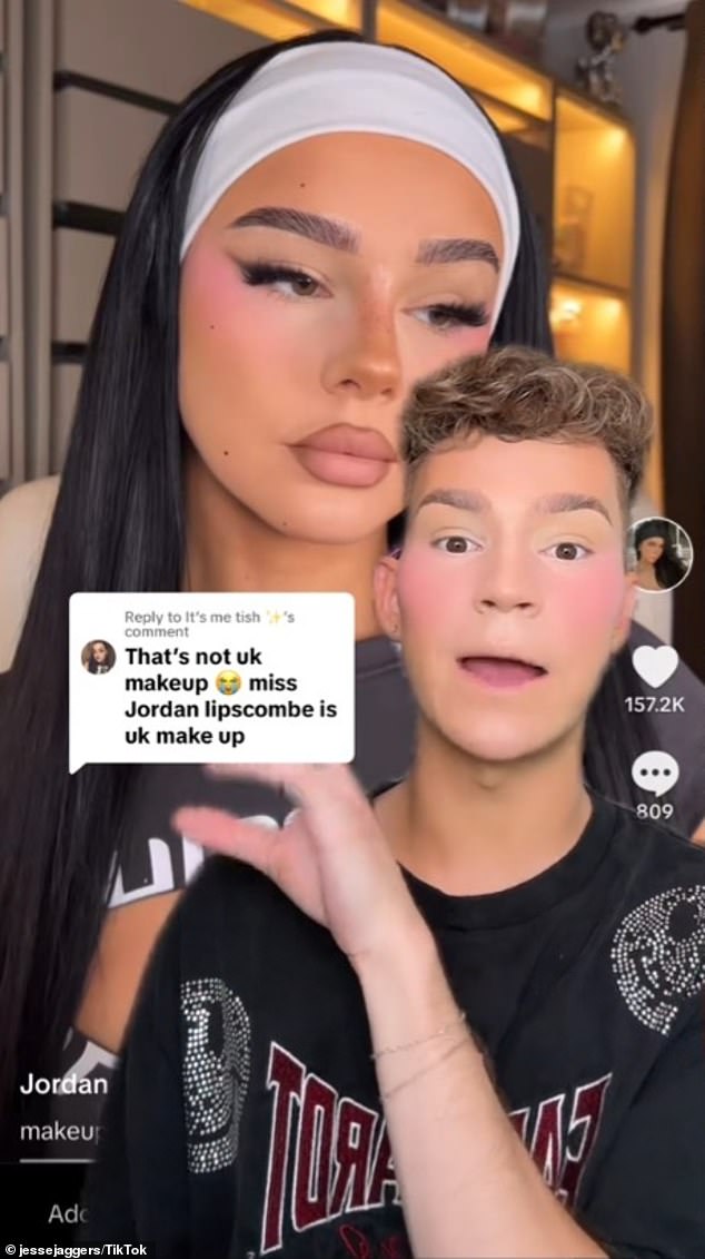 Jesse Jaggers, a content creator based in Los Angeles, has made several videos for his 876,000 followers 'trying out British makeup' throughout September.