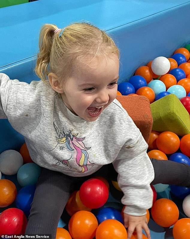 The two-year-old's body, pictured here in an inflatable ball pit, was carried in a stroller for three days.