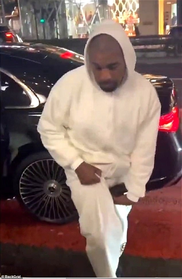 Kanye, 47, exited the vehicle first and stood outside waiting for Bianca, 29, while she got out of the car.