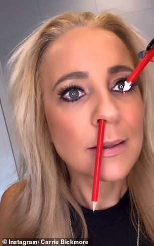 The radio star shared a video on Instagram as she created her confrontational look, which featured a broken pencil and fake blood.