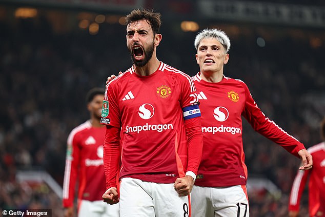 Captain Bruno Fernandes scored twice and impressed in the first game since the dismissal of Erik ten Hag.