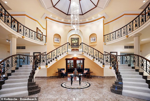 Built in the 1980s, it was once the most expensive property ever built on the Gold Coast, The Courier Mail reported on Wednesday. In the photo: the entrance and the large double staircase.