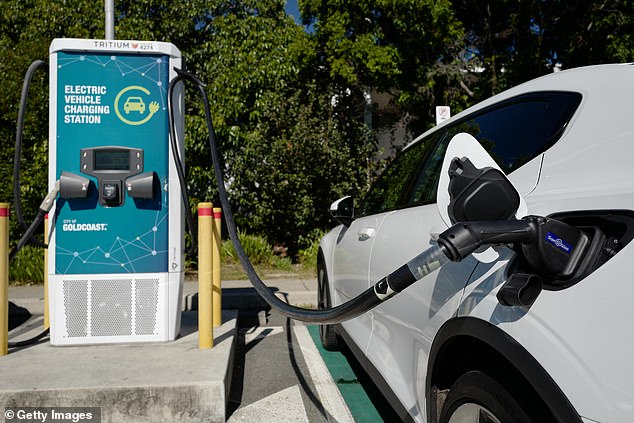 Fewer than 3,000 electric vehicles were sold in Australia in the second quarter of 2022, according to the Australian Automobile Association (pictured, an electric vehicle on the Gold Coast)