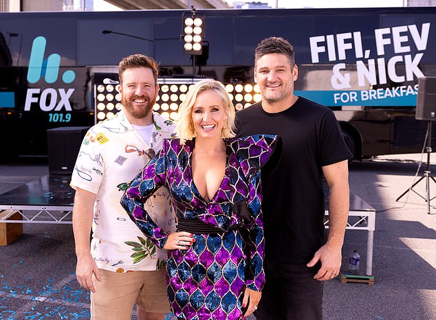 The radio show Fifi, Fev and Nick (presenters pictured) invited the boy to be part of their Underdogs basketball team, which features children who have missed out on the sport due to bullying.