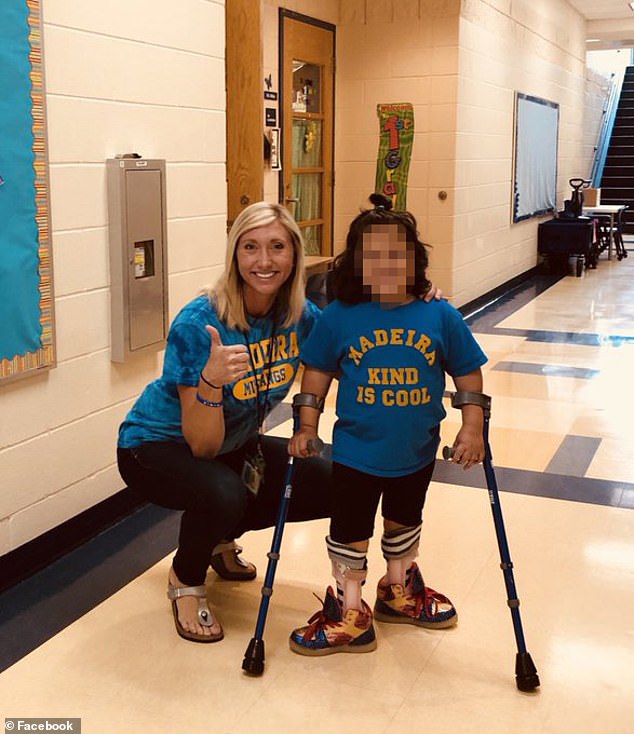 'KIND is GREAT at Madeira Elementary!' Nutley wrote alongside this photo of her at her previous school.